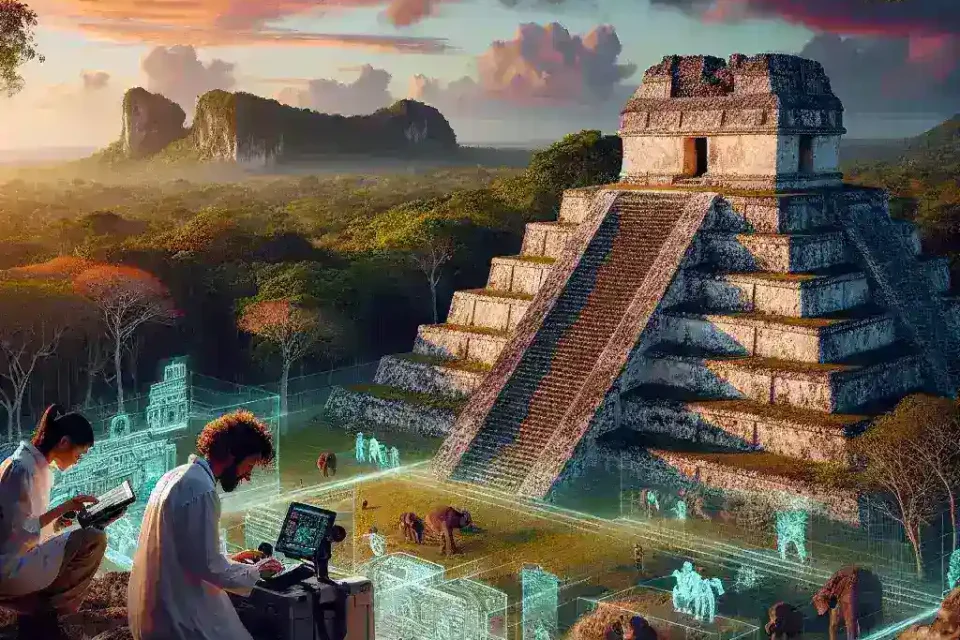 "Archaeologist using drone technology to uncover ancient Maya ruins in Yucatán, showcasing new innovations in archaeological preservation and exploration."
